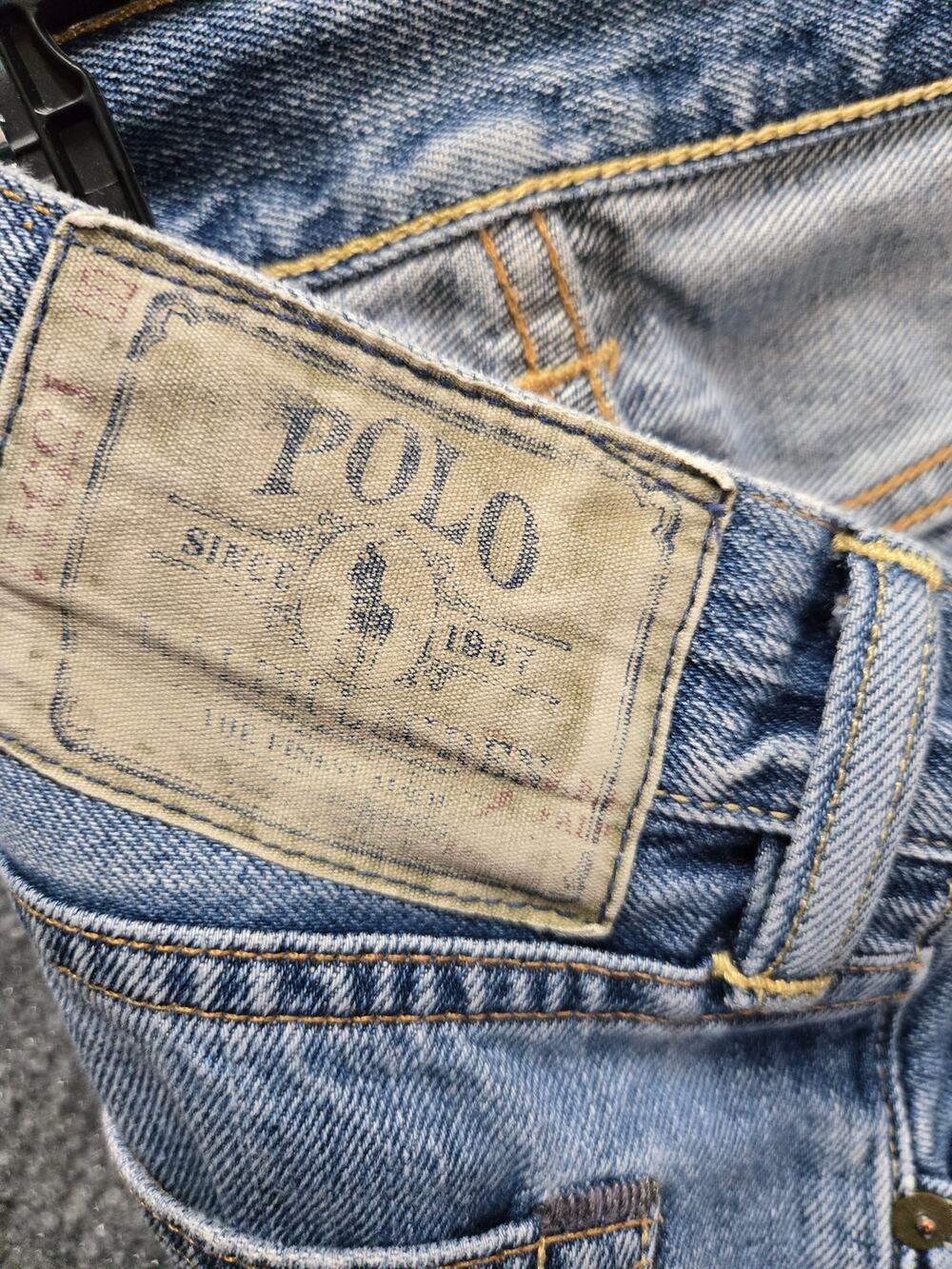 Vintage 90s Polo Ralph Lauren The Finest Made Cloth Patch Straight Leg 33X30